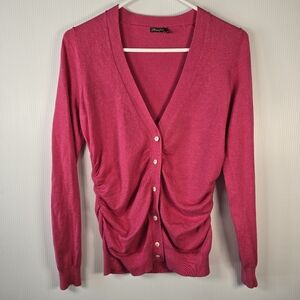 J. McLaughlin Women's Hot Pink Vintage Button Down Ruched Cardigan Size XS